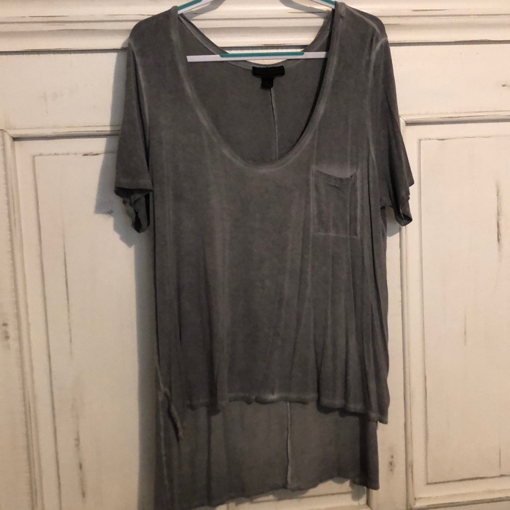 Grey Distressed Pocket T